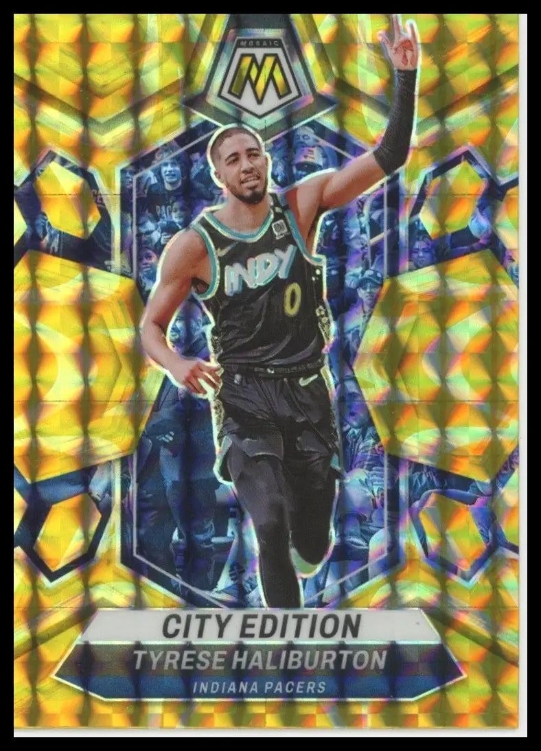 2023-24 Panini Mosaic - City Edition Tyrese Haliburton #289 Reactive Yellow...