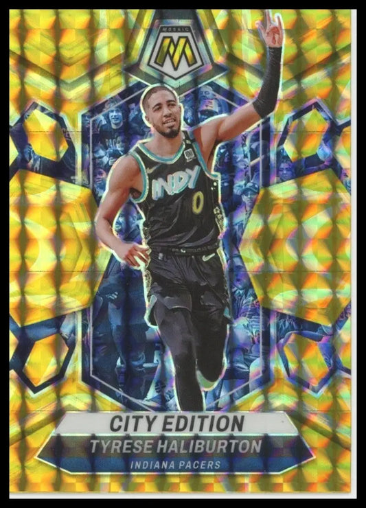 2023-24 Panini Mosaic - City Edition Tyrese Haliburton #289 Reactive Yellow... - Basketball Card Single