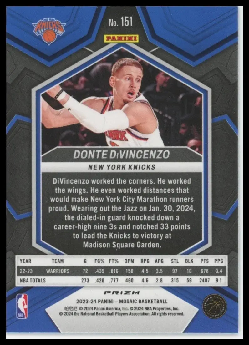 2023-24 Panini Mosaic - Donte DiVincenzo #151 Reactive Blue Mosaic Prizm