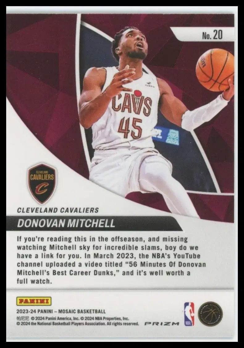 2023-24 Panini Mosaic - Elevate Donovan Mitchell #20 Green Mosaic Prizm