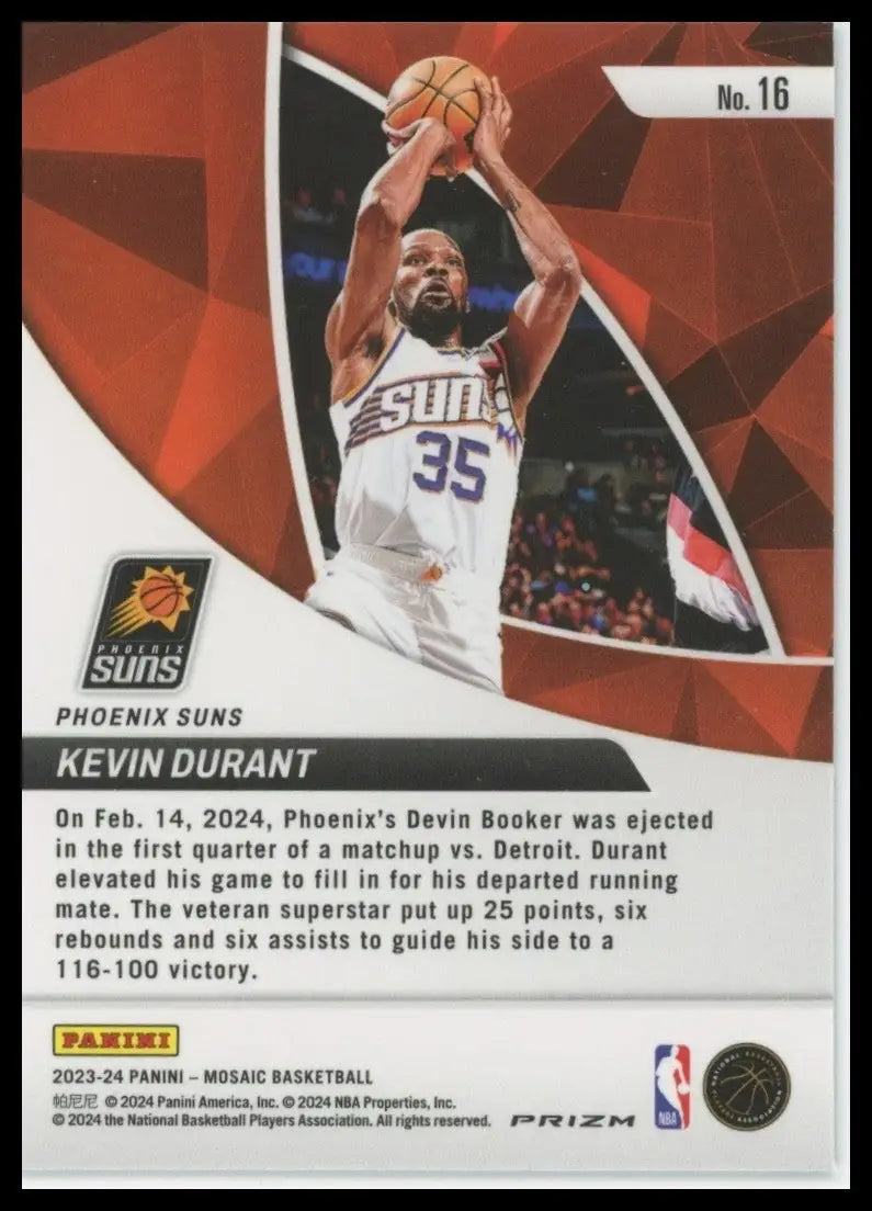 2023-24 Panini Mosaic - Elevate Kevin Durant #16 Green Mosaic Prizm
