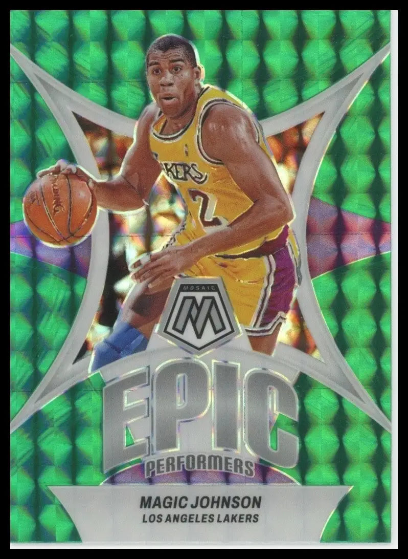 2023-24 Panini Mosaic - Epic Performers Magic Johnson #16 Green Mosaic Prizm