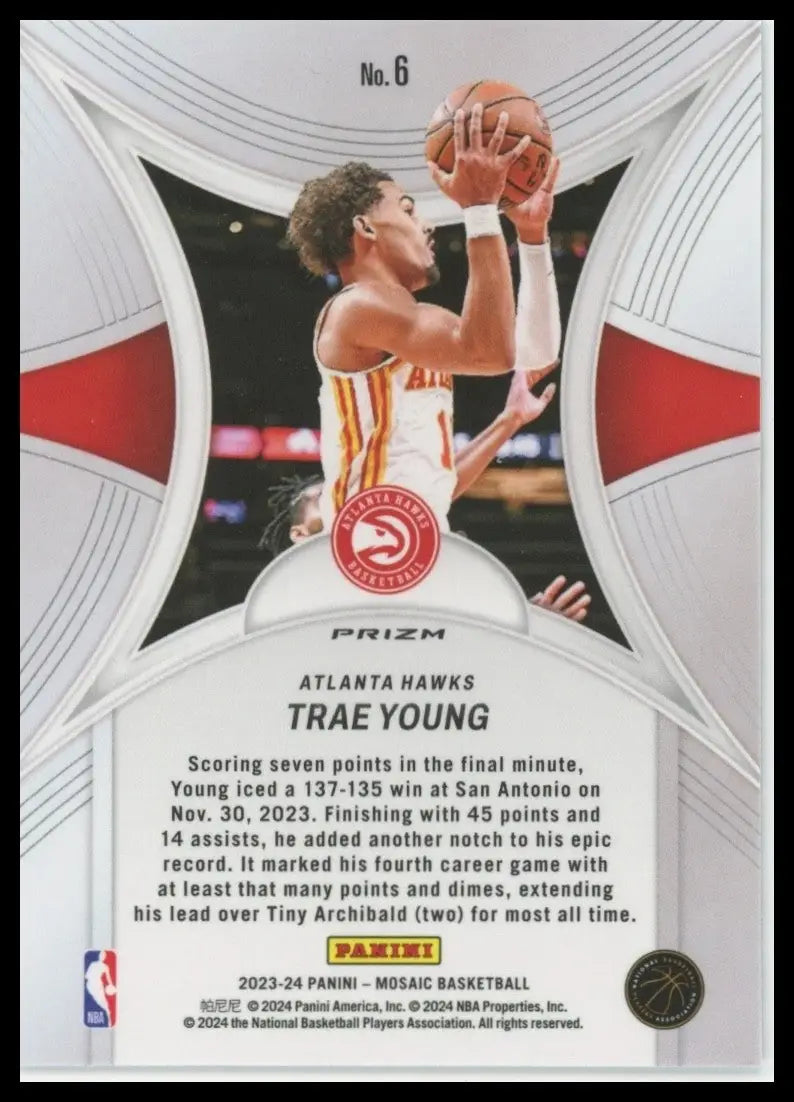 2023-24 Panini Mosaic - Epic Performers Trae Young #6 Mosaic Prizm