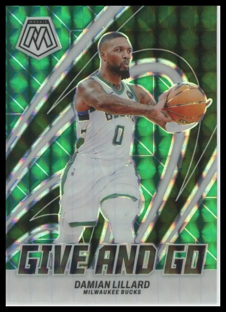 2023-24 Panini Mosaic - Give and Go Damian Lillard #2 Green Mosaic Prizm