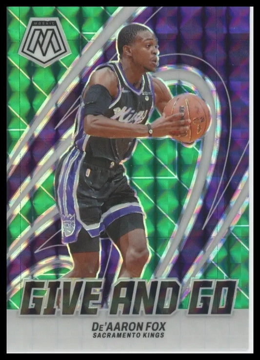 2023-24 Panini Mosaic - Give and Go De’Aaron Fox #4 Green Mosaic Prizm