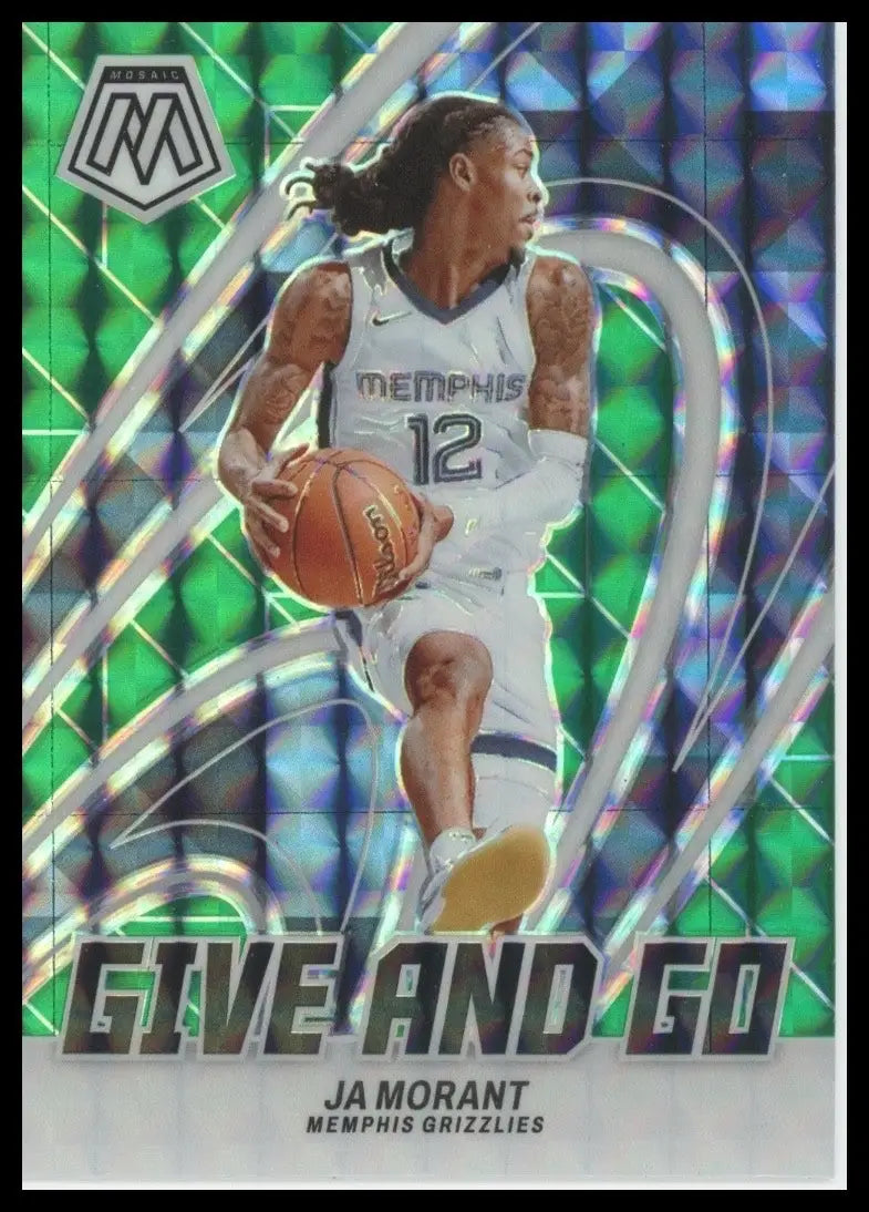 2023-24 Panini Mosaic - Give and Go Ja Morant #9 Green Mosaic Prizm
