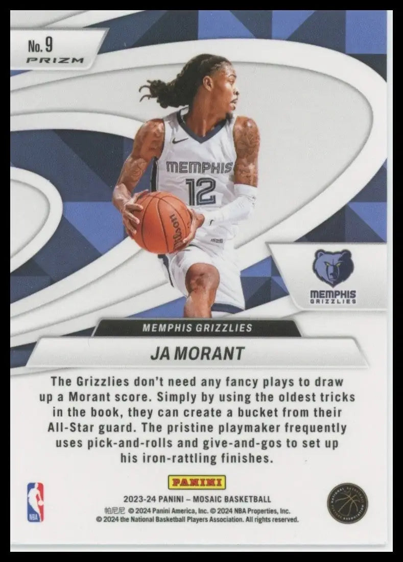 2023-24 Panini Mosaic - Give and Go Ja Morant #9 Green Mosaic Prizm