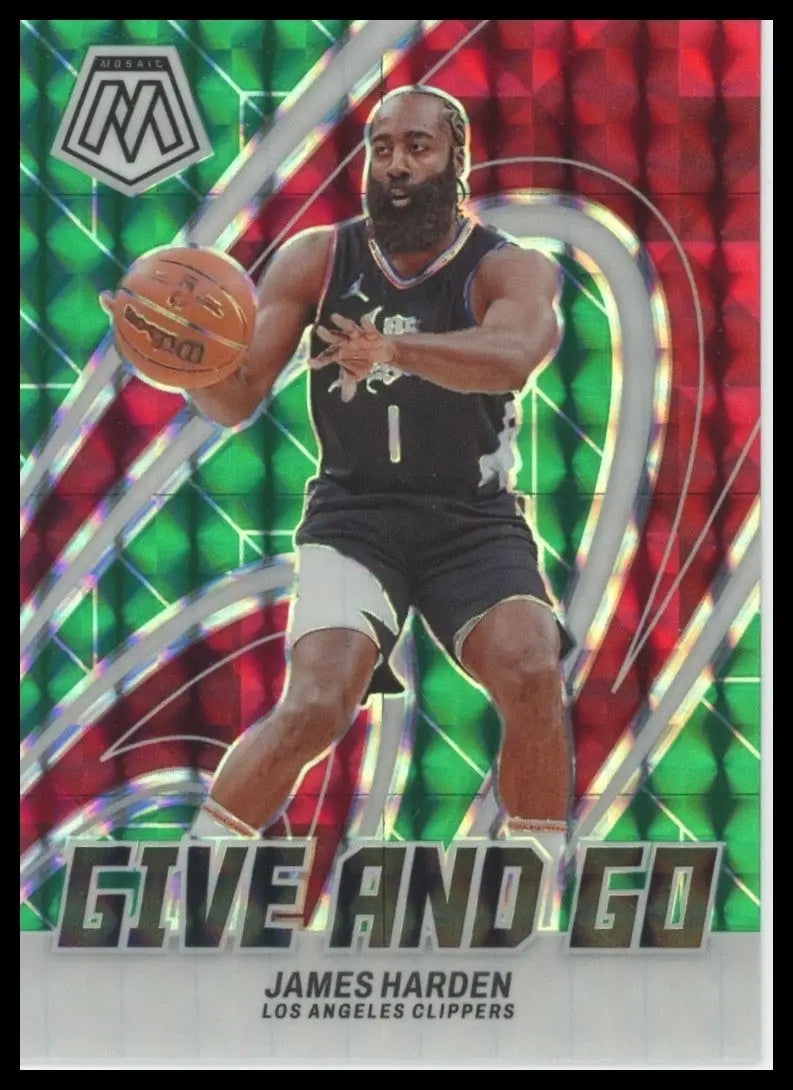 2023-24 Panini Mosaic - Give and Go James Harden #15 Green Mosaic Prizm