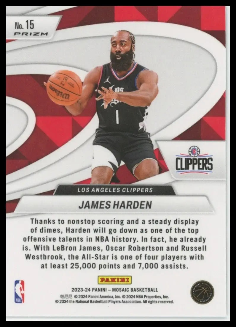 2023-24 Panini Mosaic - Give and Go James Harden #15 Green Mosaic Prizm