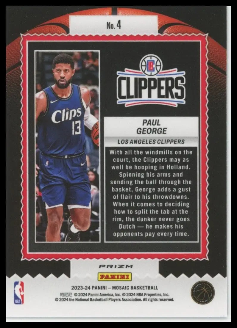 2023-24 Panini Mosaic - Jam Masters Paul George #4 Green Mosaic Prizm