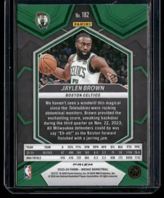 2023-24 Panini Mosaic Jaylen Brown #182 Red Mosaic Basketball - Basketball Card Single