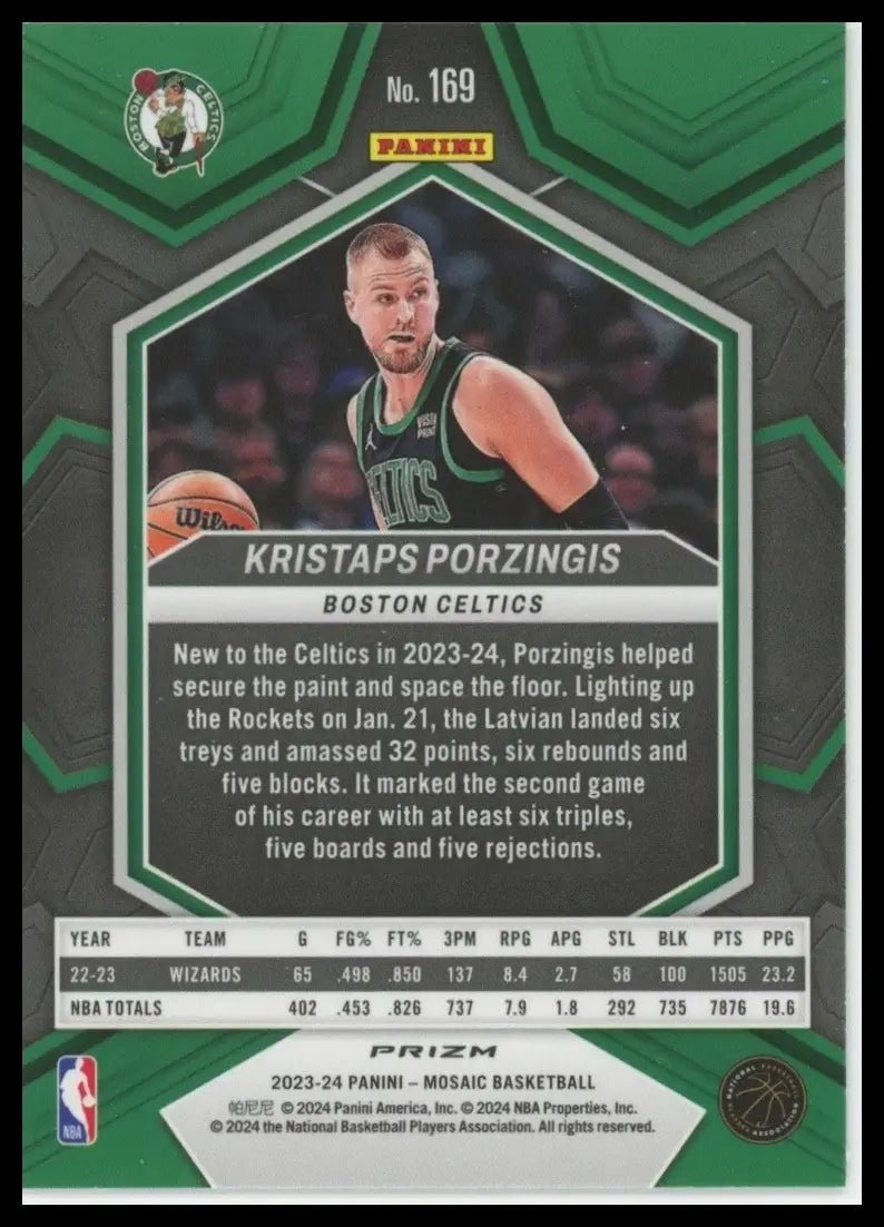 2023-24 Panini Mosaic - Kristaps Porzingis #169 Reactive Yellow Mosaic Prizm