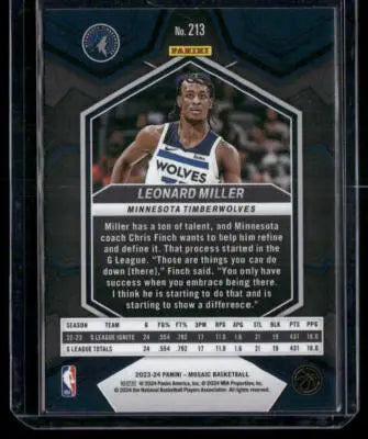 2023-24 Panini Mosaic Leonard Miller #213 RC Basketball - Basketball Card Single