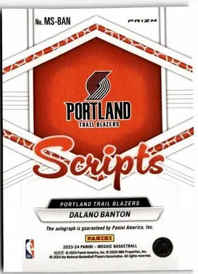 2023-24 Panini Mosaic #MS-BAN Dalano Banton Scripts - Basketball Card Single