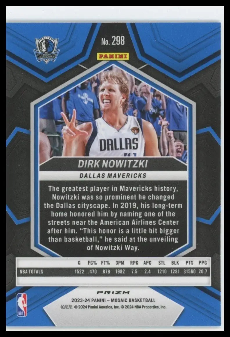 2023-24 Panini Mosaic - NBA Greats Dirk Nowitzki #298 Green Mosaic Prizm