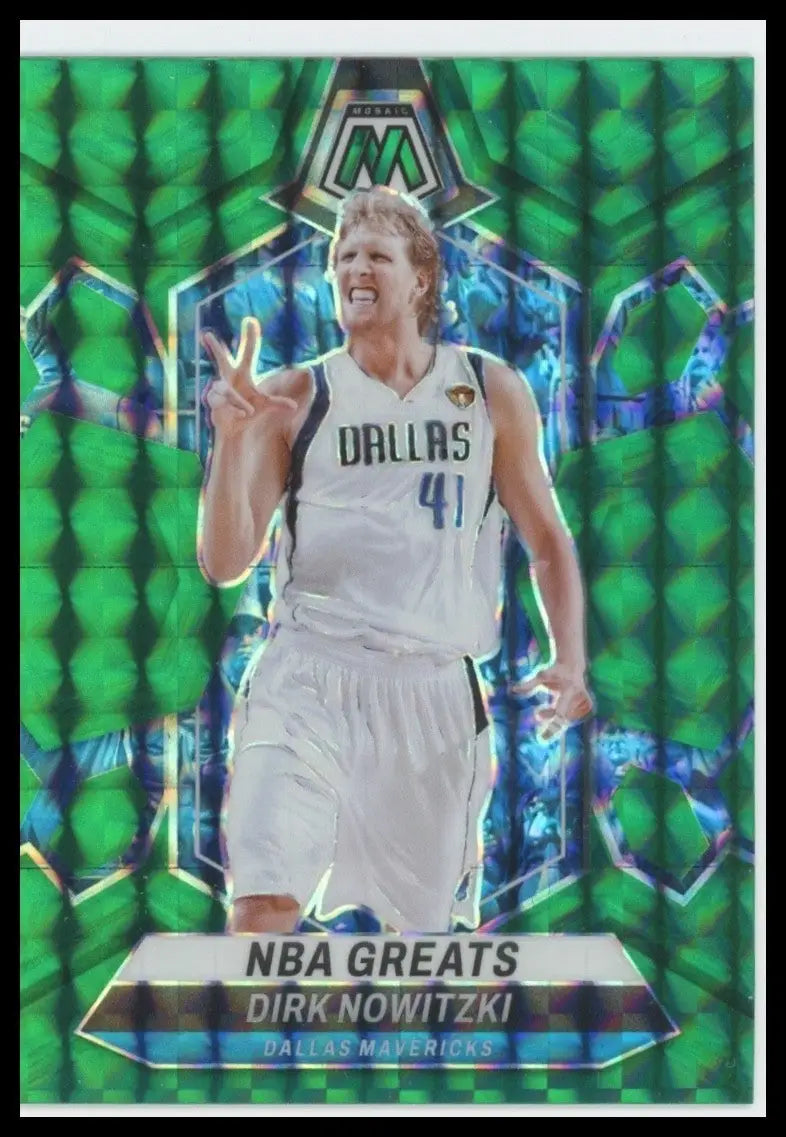 2023-24 Panini Mosaic - NBA Greats Dirk Nowitzki #298 Green Mosaic Prizm