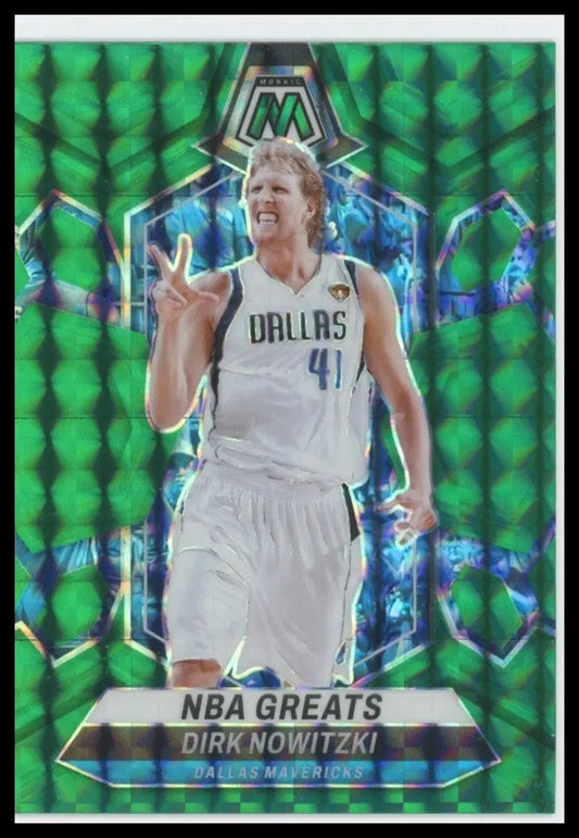 2023-24 Panini Mosaic - NBA Greats Dirk Nowitzki #298 Green Mosaic Prizm