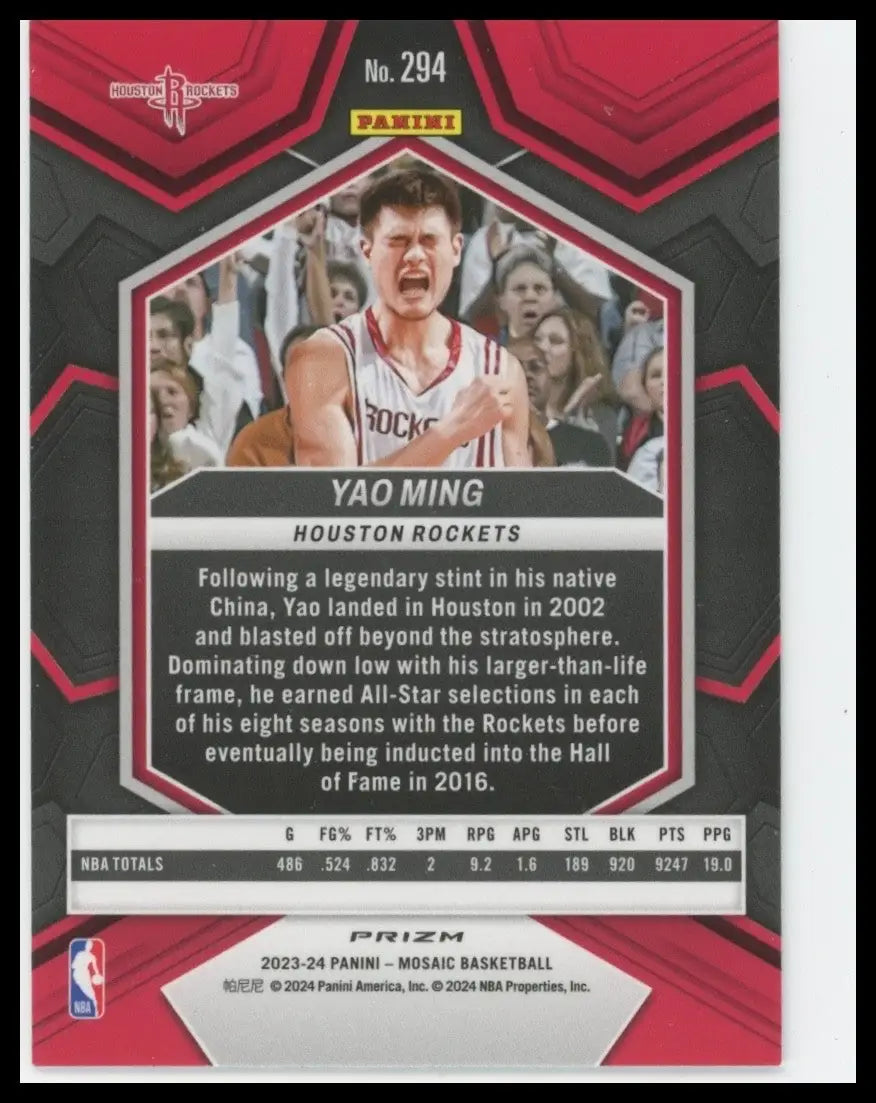 2023-24 Panini Mosaic - NBA Greats Yao Ming #294 Mosaic Prizm