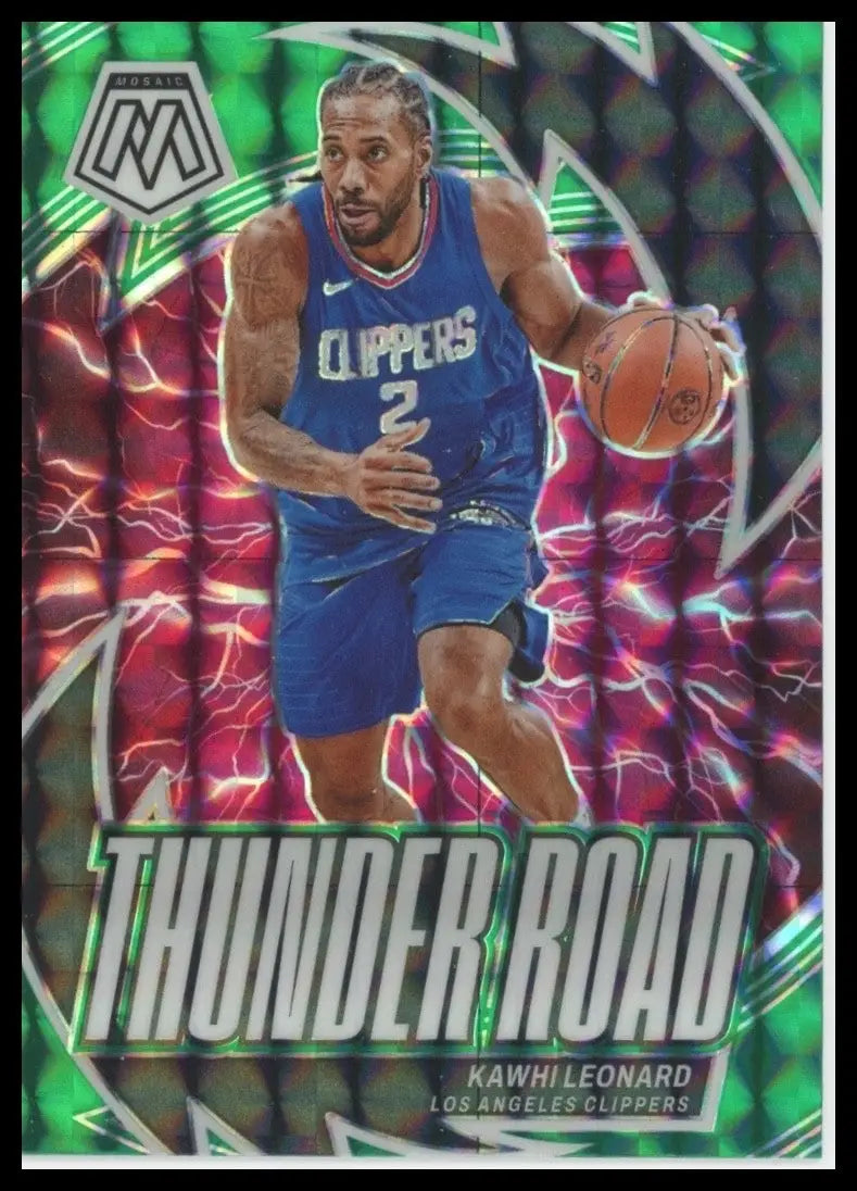 2023-24 Panini Mosaic - Thunder Road Kawhi Leonard #1 Green Mosaic Prizm