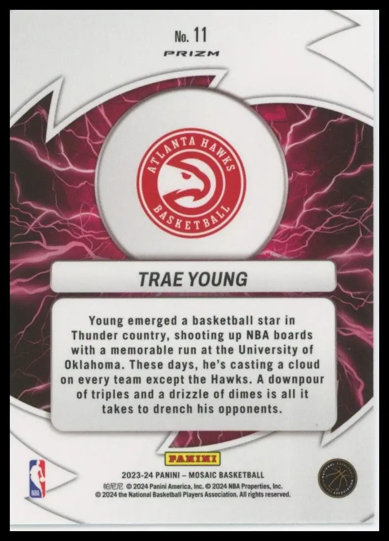 2023-24 Panini Mosaic - Thunder Road Trae Young #11 Green Mosaic Prizm