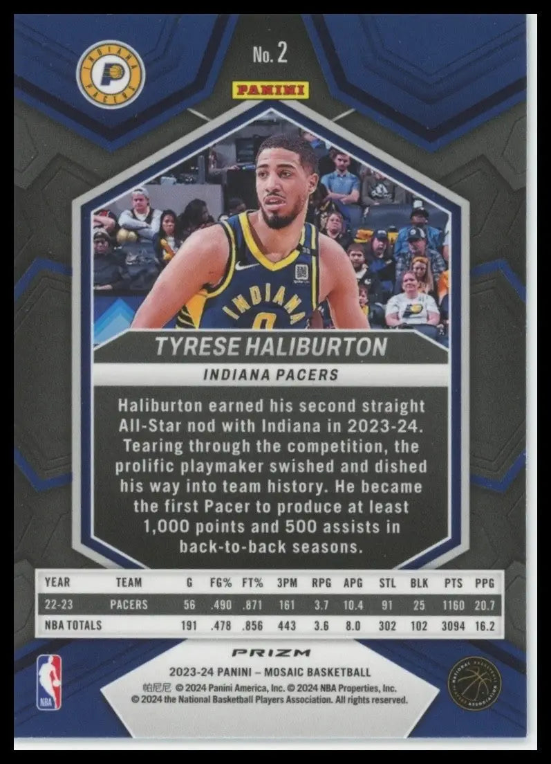 2023-24 Panini Mosaic - Tyrese Haliburton #2 Reactive Blue Mosaic Prizm