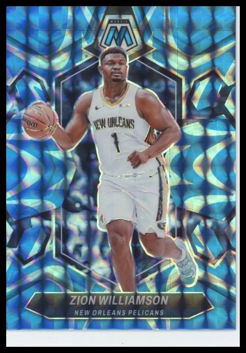2023-24 Panini Mosaic - Zion Williamson #32 Reactive Blue Mosaic Prizm