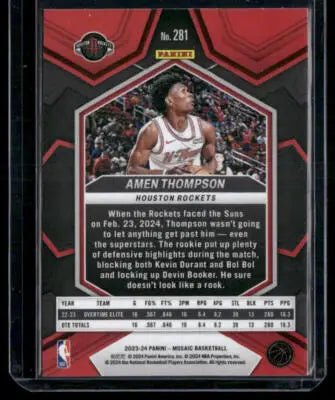 2023-24 Panini Mosiac Basketball Amen Thompson #No. 281 City Edition RC - Basketball Card Single