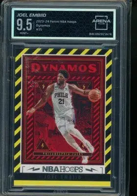 2023-24 Panini NBA Hoops Dynamos Joel Embiid #15 Basketball Arena Club 9.5 - Basketball Card Single