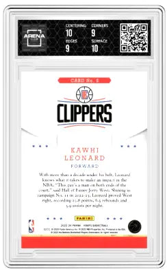 2023-24 Panini NBA Hoops Kawhi Leonard #5 Throwback Basketball Arena Club 9.5 - Basketball Card Single