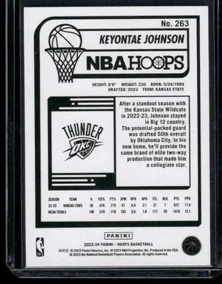 2023-24 Panini NBA Hoops Keyontae Johnson #263 Purple RC Basketball - Basketball Card Single