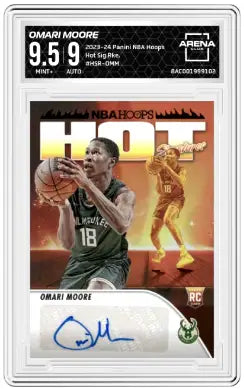 2023-24 Panini NBA Hoops Omari Moore #HSR-OMM Hot Signatures Rookie AC 9.5 - Basketball Card Single