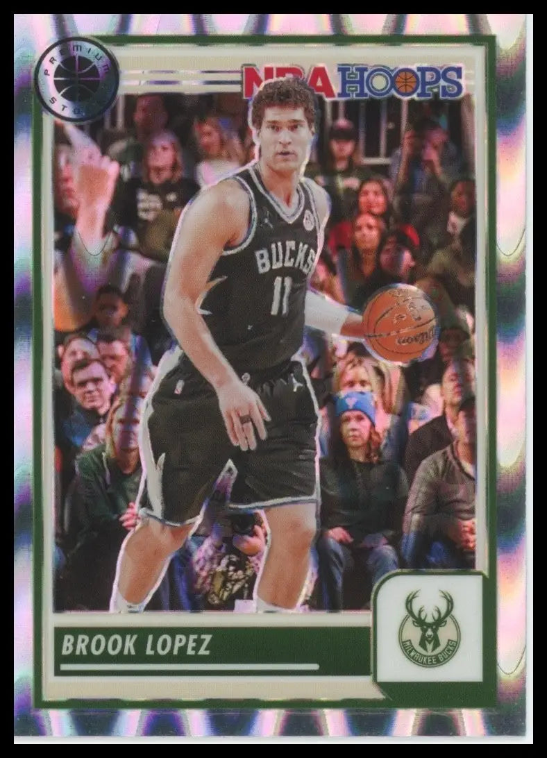 2023-24 Panini NBA Hoops Premium Brook Lopez #4 Seismic Milwaukee Bucks Card NBA