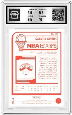 2023-24 Panini NBA Hoops Quentin Grimes #83 Red Back Basketball Arena Club 10 - Basketball Card Single