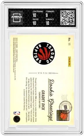 2023-24 Panini NBA Hoops Rookie Greetings Winter Gradey Dick #11 RC AC 9.5