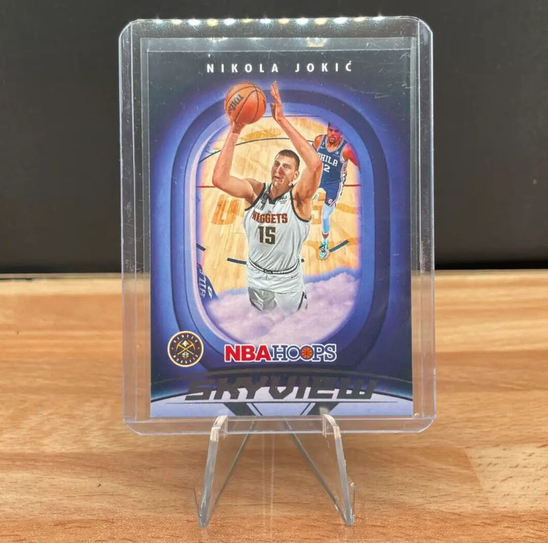 Nikola Jokić basketball card from 2023-24 Panini NBA Hoops Skyview for Denver Nuggets fans