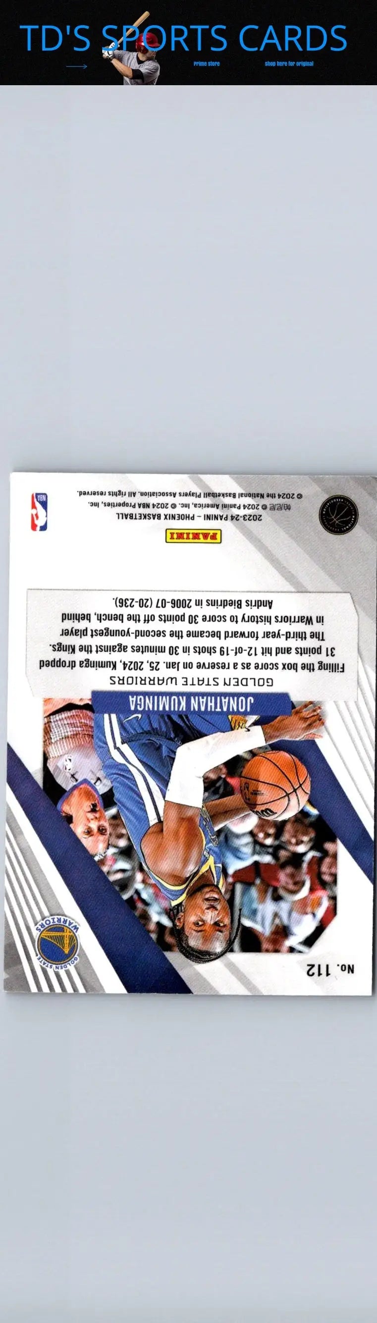 Jordan Bell basketball card from Panini Phoenix 2023-24 featuring Jonathan Kuminga