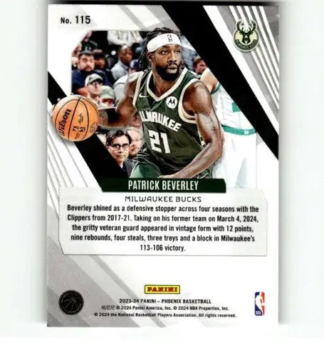 2023-24 Panini Phoenix #115 Patrick Beverley NM-MT Bucks ID:76135 - Basketball Card Single