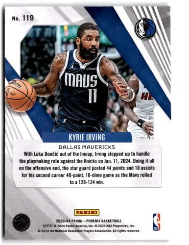 Collectible Kyrie Irving Panini Phoenix trading card with original gloss, Mavericks edition