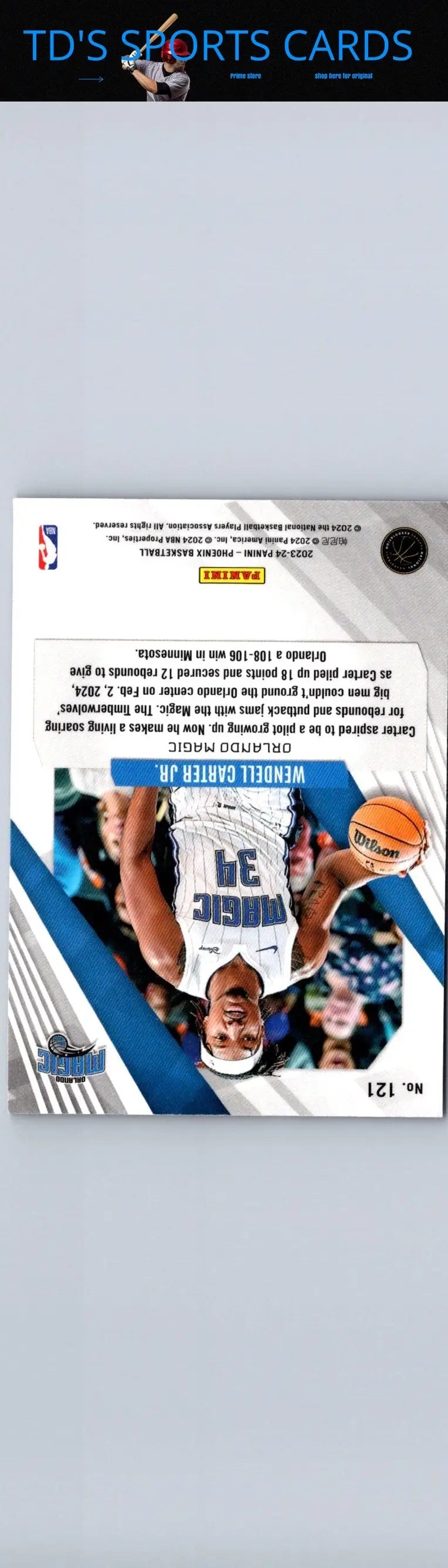 Wendell Carter Jr. basketball card from Panini Phoenix 2023-24 Phoenix Blue Ice collection