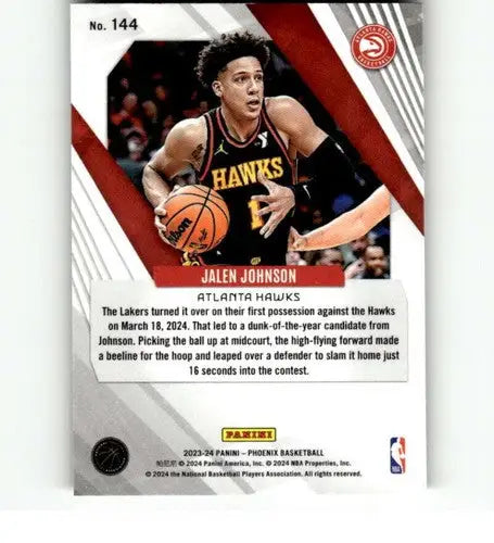 2023-24 Panini Phoenix #144 Jalen Johnson NM-MT Hawks ID:76139 - Basketball Card Single