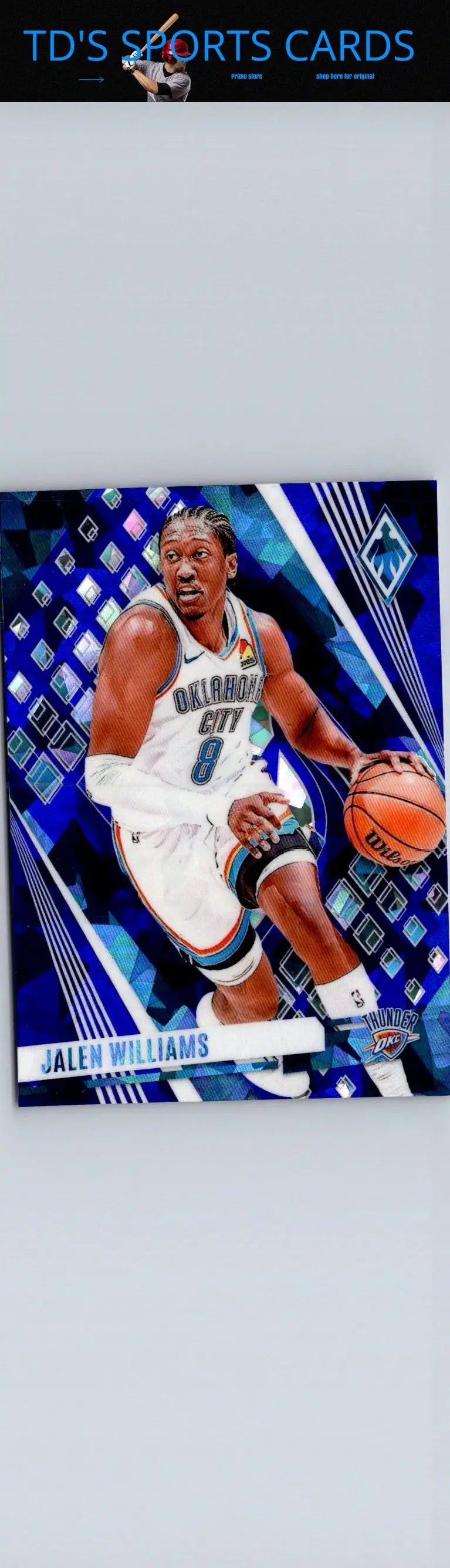 Jalen Williams basketball card from 2023-24 Panini Phoenix Williams Phoenix Blue Ice series
