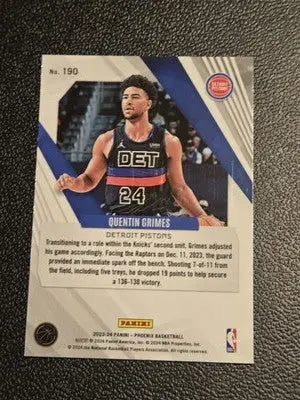 2023-24 Panini Phoenix #190 Quentin Grimes Phoenix Blue Ice - Basketball Card Single