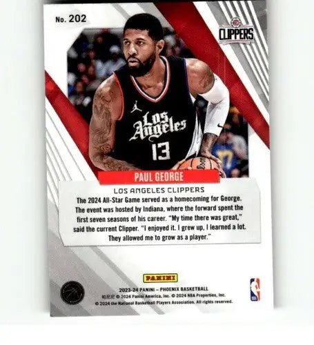 Panini Phoenix Paul George Los Angeles Clippers trading card with original gloss