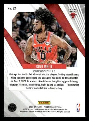 2023-24 Panini Phoenix #21 Coby White Base Chicago Bulls - Basketball Card Single