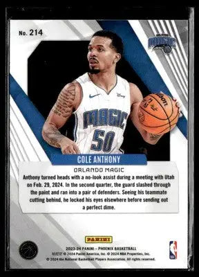 2023-24 Panini Phoenix #214 Cole Anthony - Basketball Card Single