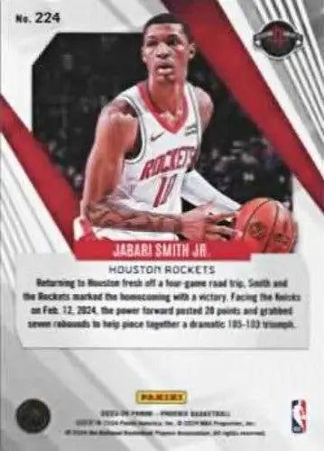 Original gloss Panini Phoenix Jabari Smith Jr. trading card featuring Houston Rockets player