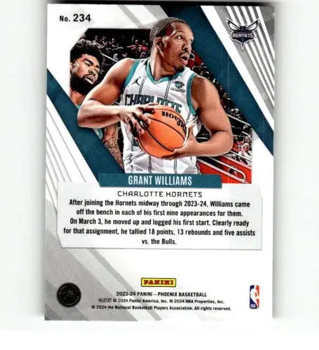2023-24 Panini Phoenix Grant Williams Charlotte Hornets trading card with original gloss