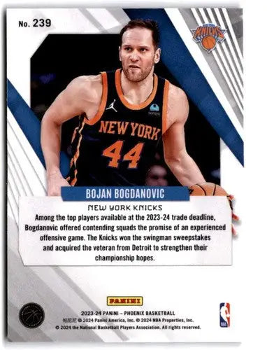 Basketball trading card featuring Bojan Bogdanovic of the New York Knicks in Panini Phoenix original gloss