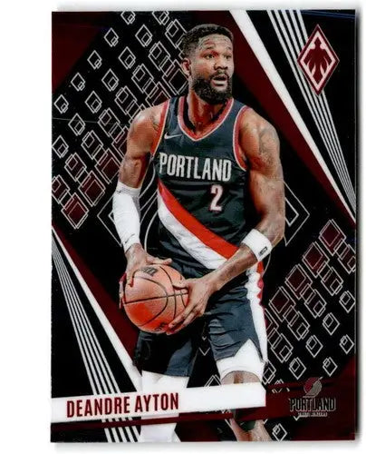 NBA trading card featuring Deandre Ayton in Portland Trail Blazers uniform from Panini Phoenix