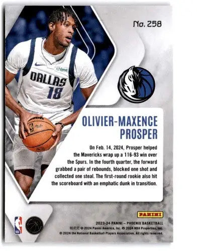 Original gloss Panini Phoenix basketball trading card featuring Olivier-Maxence Prosper rookie